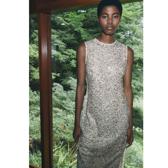 ZARA SEQUIN MIDI DRESS SIZE S - Picture 1 of 9
